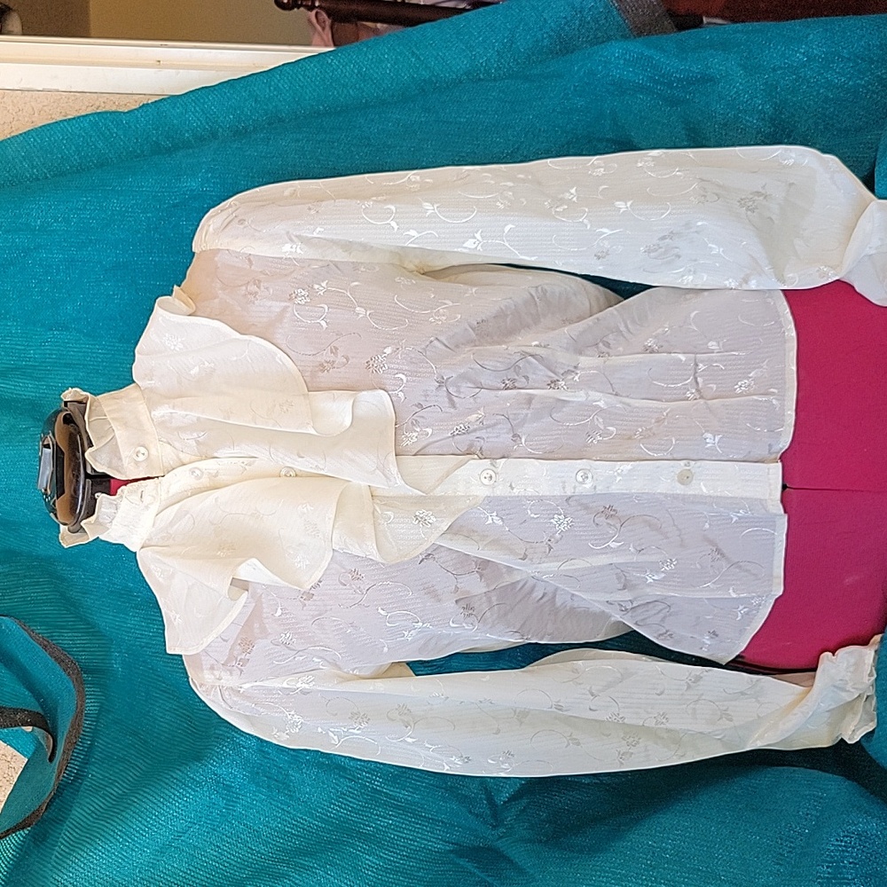 Vintage Ginger Jones of California Ruffle Blouse Polyester sz M